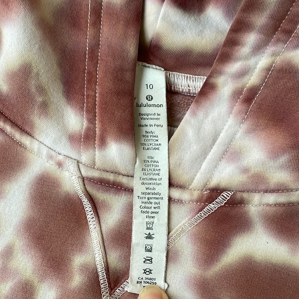 Lululemon Pink and White Tie Dye Pullover Hoodie - Picture 3 of 8